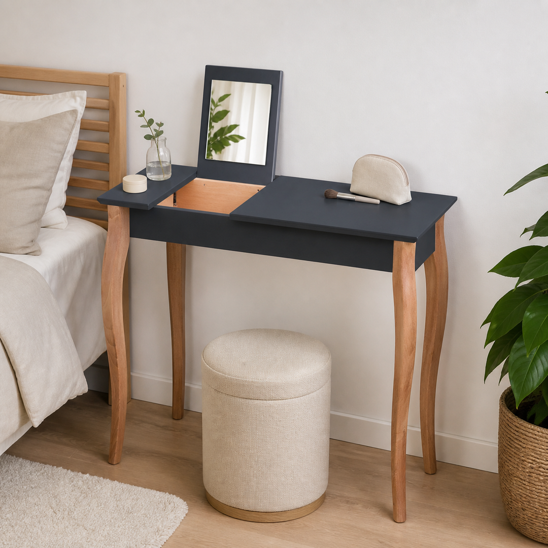 LILLO Sminkebord med spejl - 105x35cm Grafit – materiale- eller konstruktionsdetalje