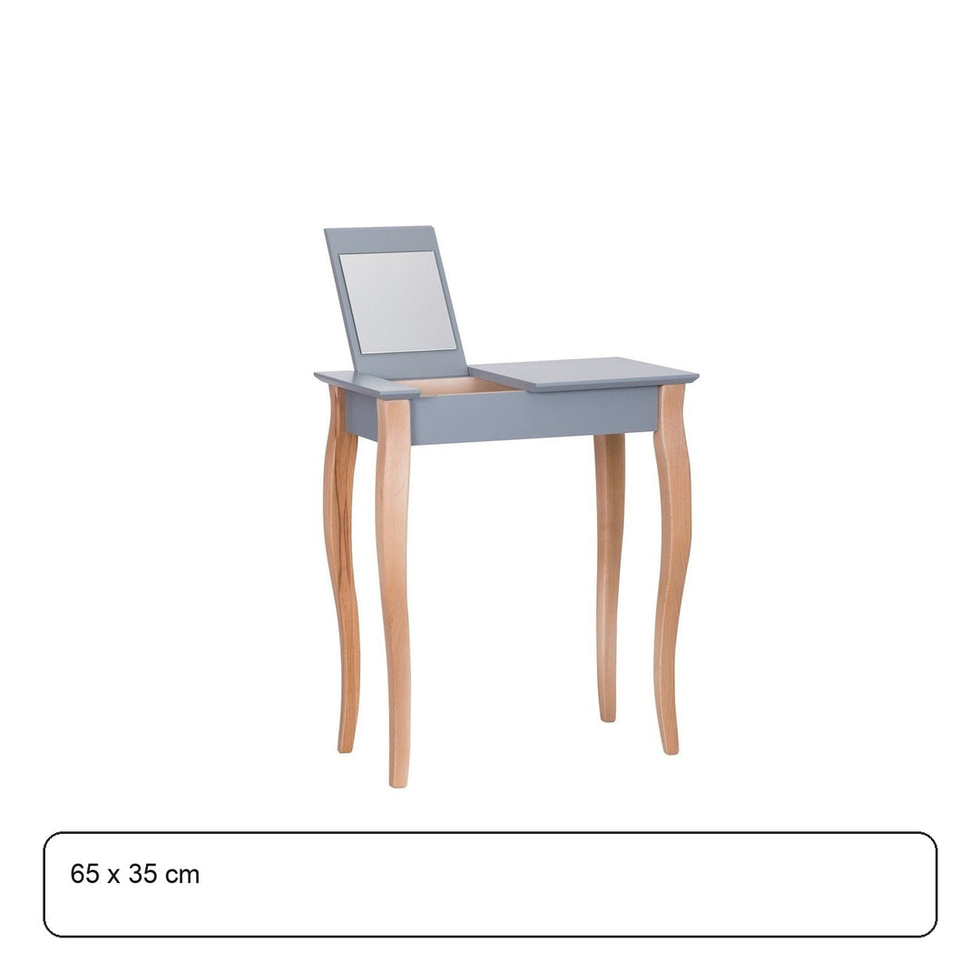 LILLO Sminkebord med spejl - 65x35cm Hvide Ben / Mørkegrå – maaldigram