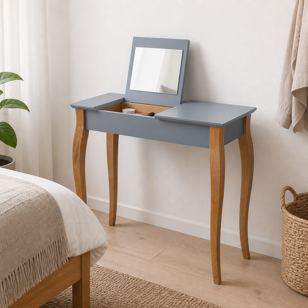 LILLO Sminkebord med spejl - 85x35cm Mørkegrå – materiale- eller konstruktionsdetalje