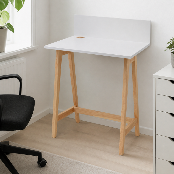 LUKA Asketræ Skrivebord 65x50cm / Lysegrå – materiale- eller konstruktionsdetalje