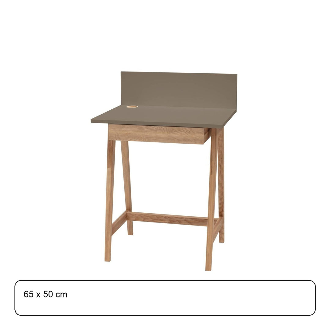 LUKA Asketræ Skrivebord 65x50cm med Skuffe / Brun – maaldigram