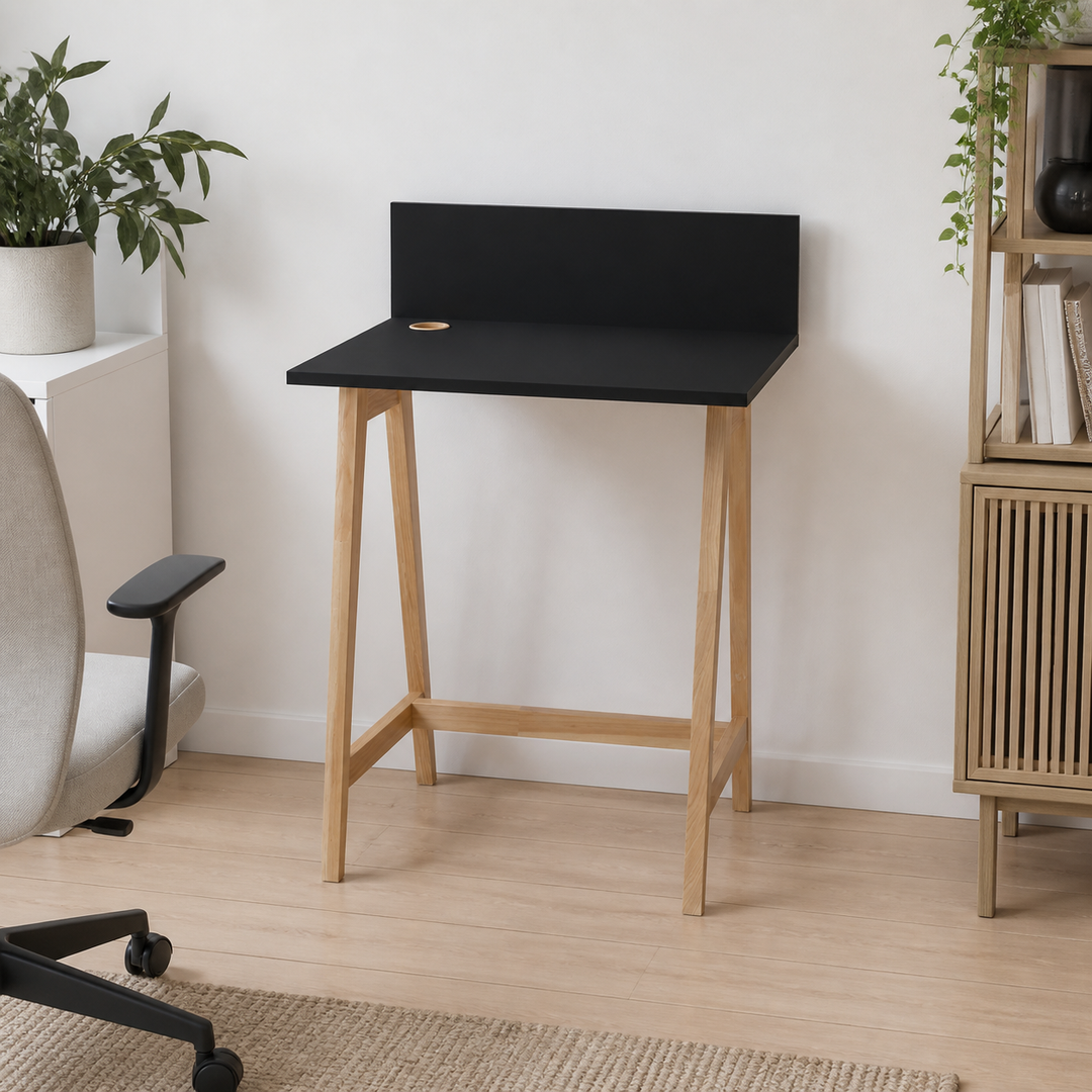 LUKA Asketræ Skrivebord 65x50cm Sort – hele produktet lukket i hjemmet