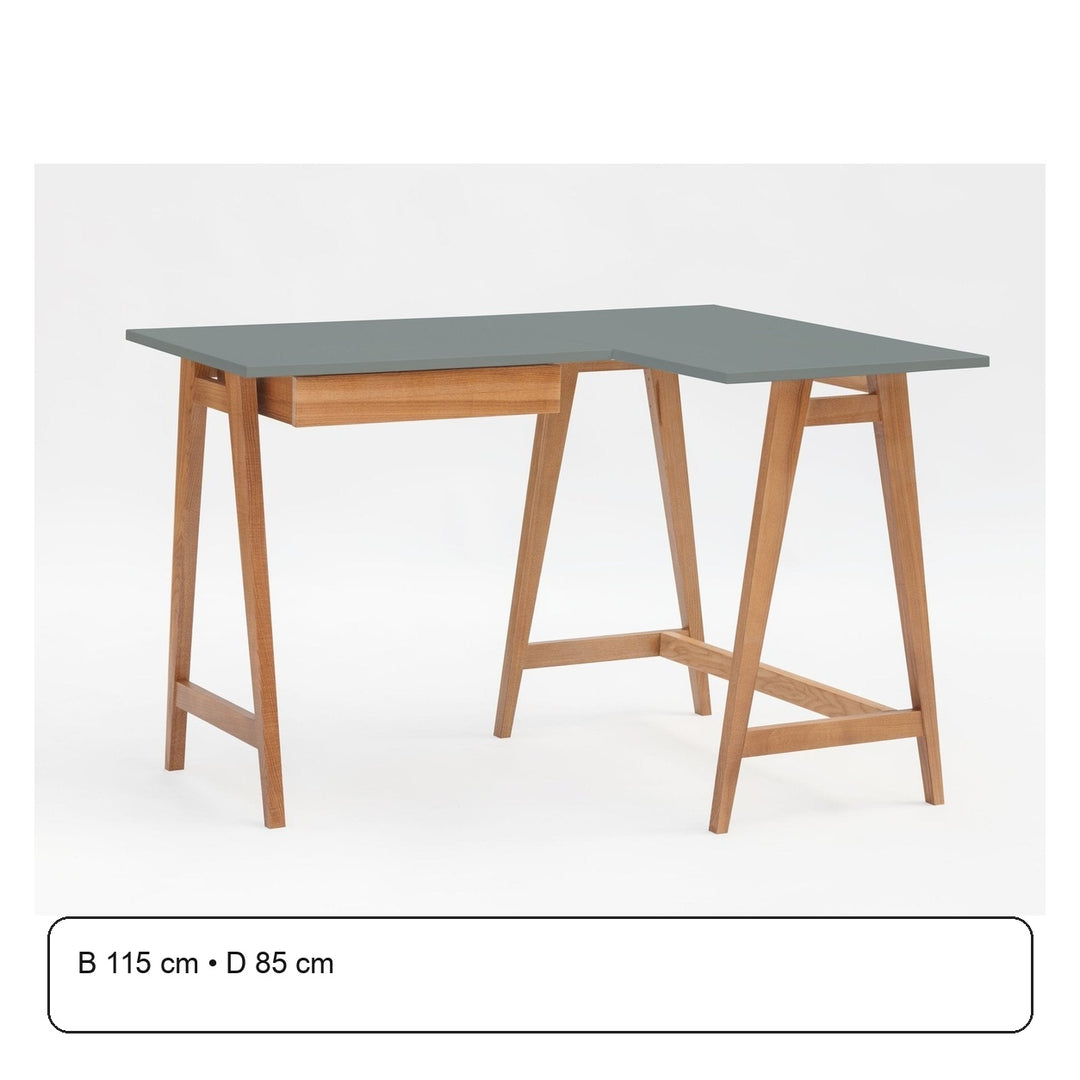 LUKA Hjørneskrivebord B 115cm x D 85cm / Mørkegrå Eg Højre Side – maaldigram