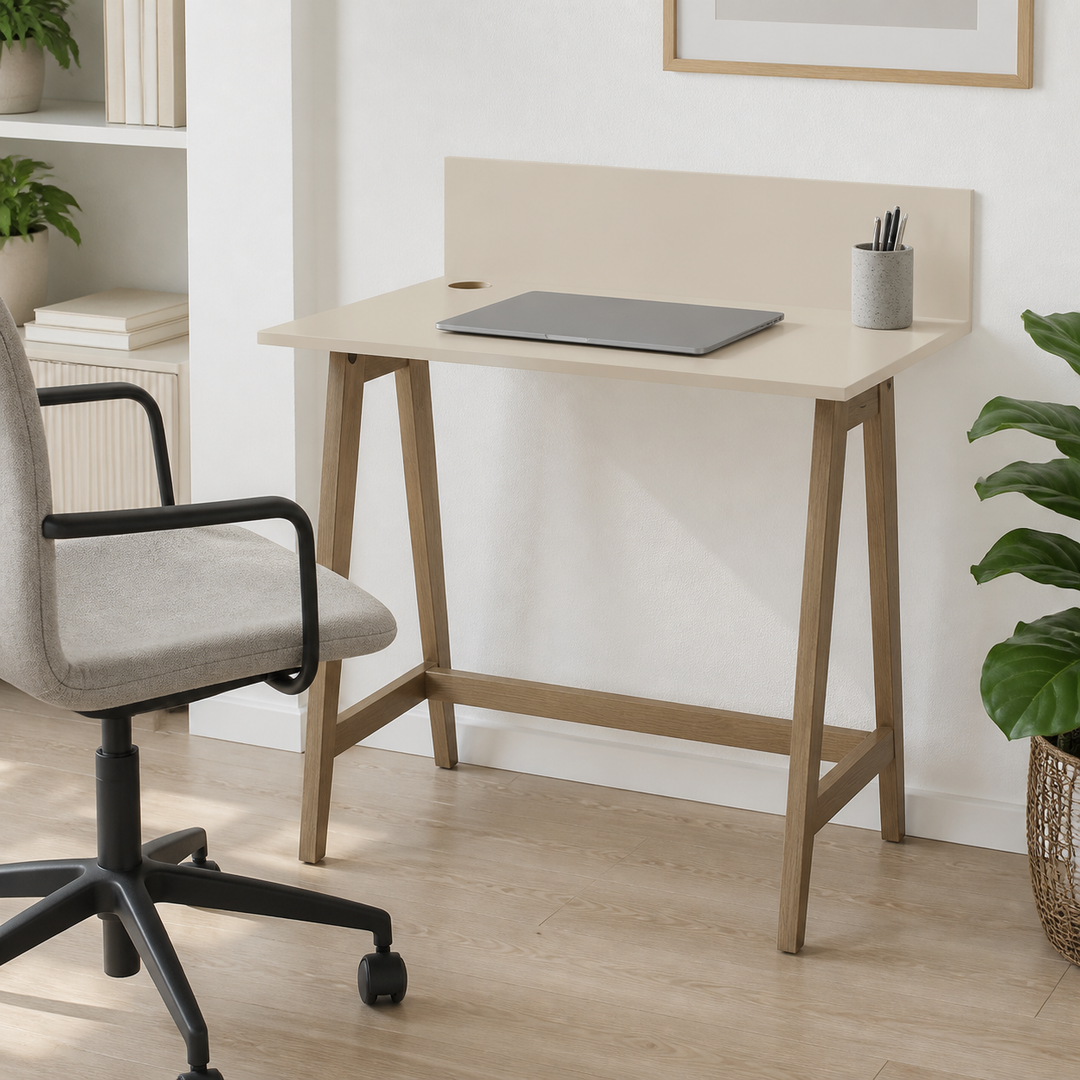 LUKA Skrivebord 85x50cm Eg Brun Beige – vigtigste funktion