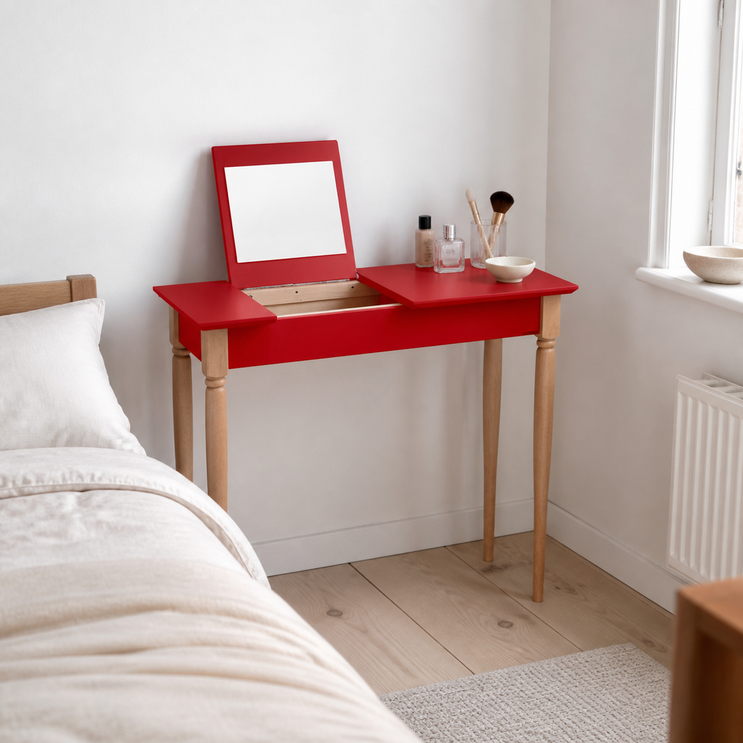 MAMO Sminkebord med spejl - 85x35cm Rød – materiale- eller konstruktionsdetalje