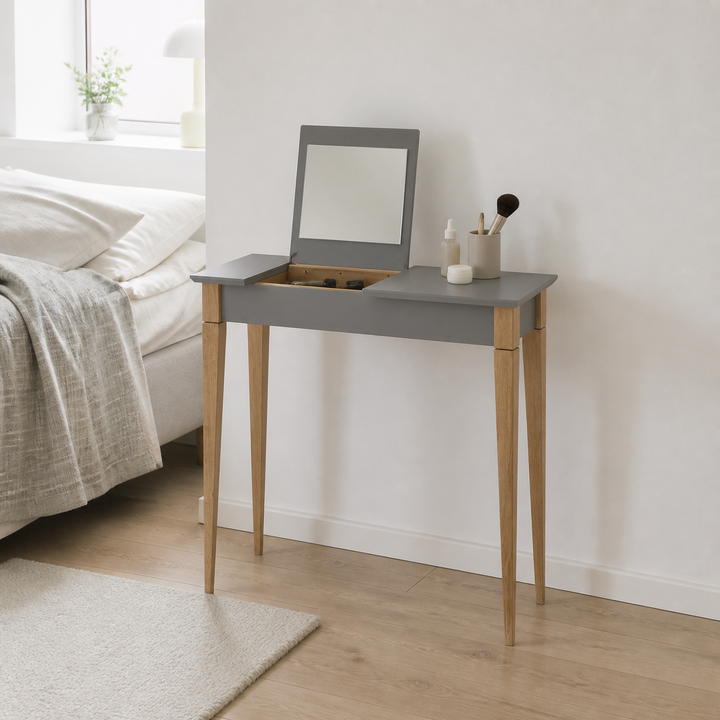 MIMO Sminkebord med spejl - 85x35cm Mørkegrå – vigtigste funktion