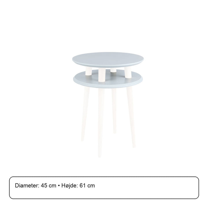 UFO Sidebord diameter 45cm x H 61cm - Lysegrå bordplade/hvide ben – måldiagram