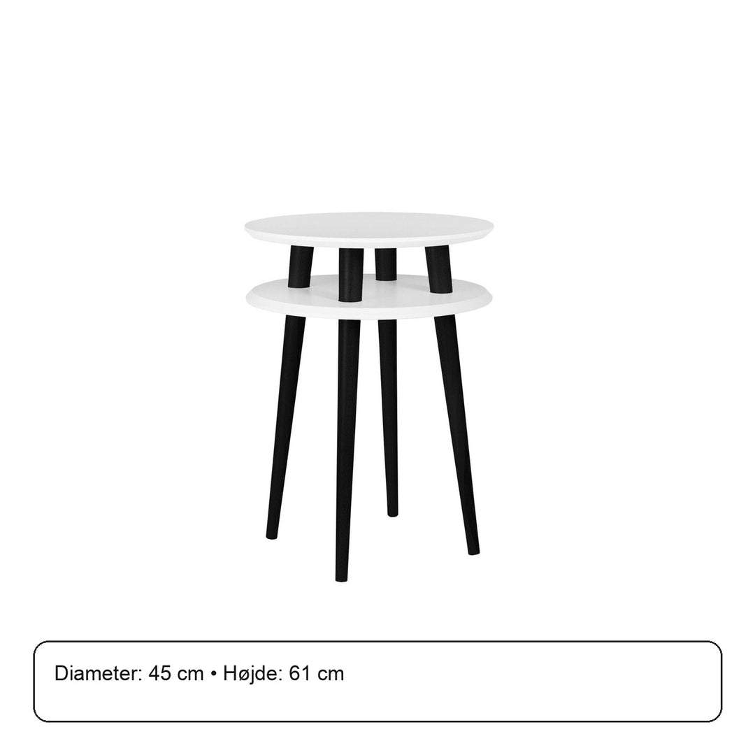 UFO Sidebord diameter 45cm x H 61cm Hvide sorte ben – måldiagram