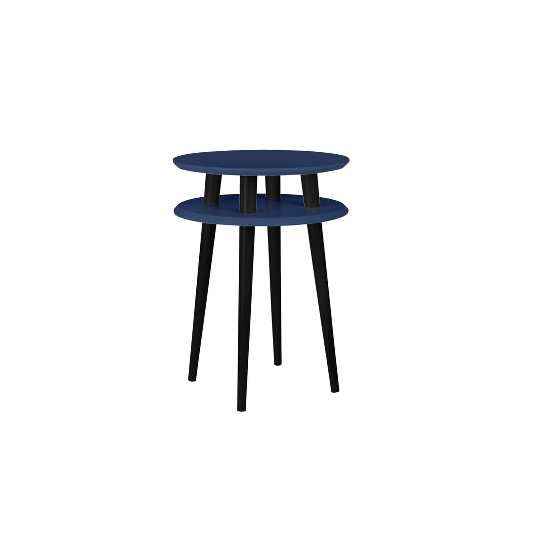 UFO Sidebord diameter 45cm x højde 61cm - Marineblå / Sorte ben – eksakt packshot på hvid baggrund