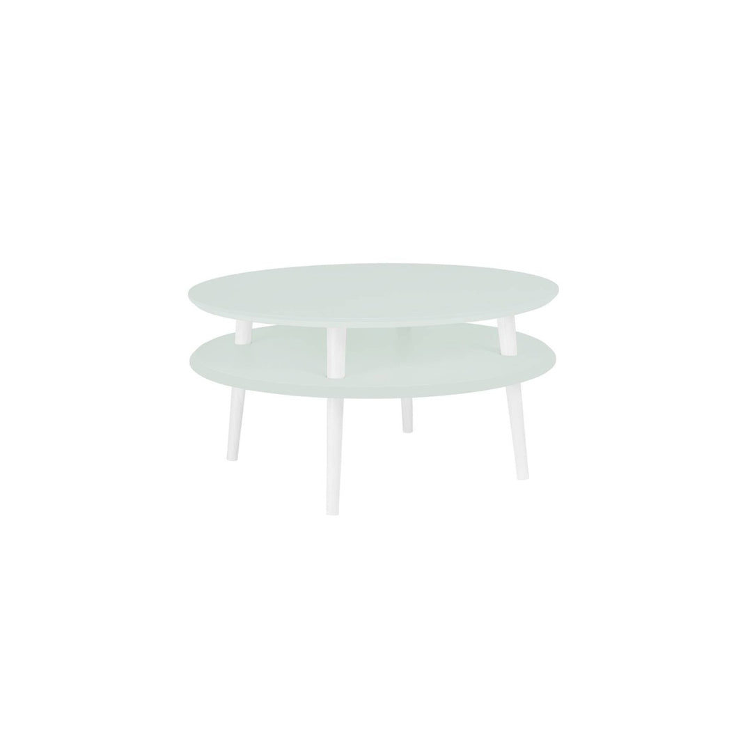 UFO Sofabord Diam 70cm x Højde 35cm Fleeting Mint Hvide Ben – eksakt packshot på hvid baggrund