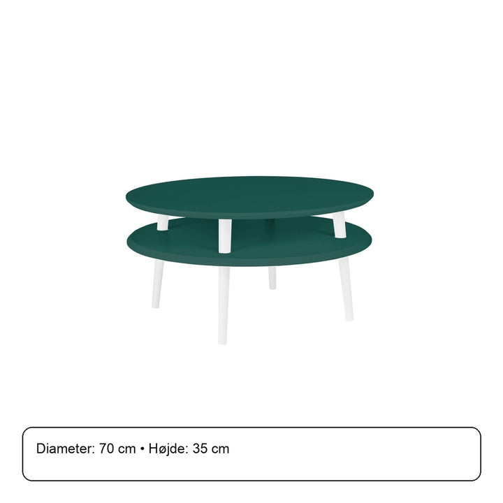 UFO Sofabord Diam 70cm x Højde 35cm Grøn Hvide Ben – måldiagram