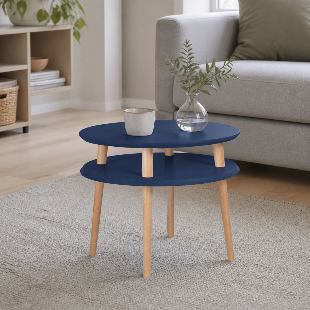 UFO Sofabord diameter 57cm x H 45cm - Marineblå – hele produktet lukket i hjemmet