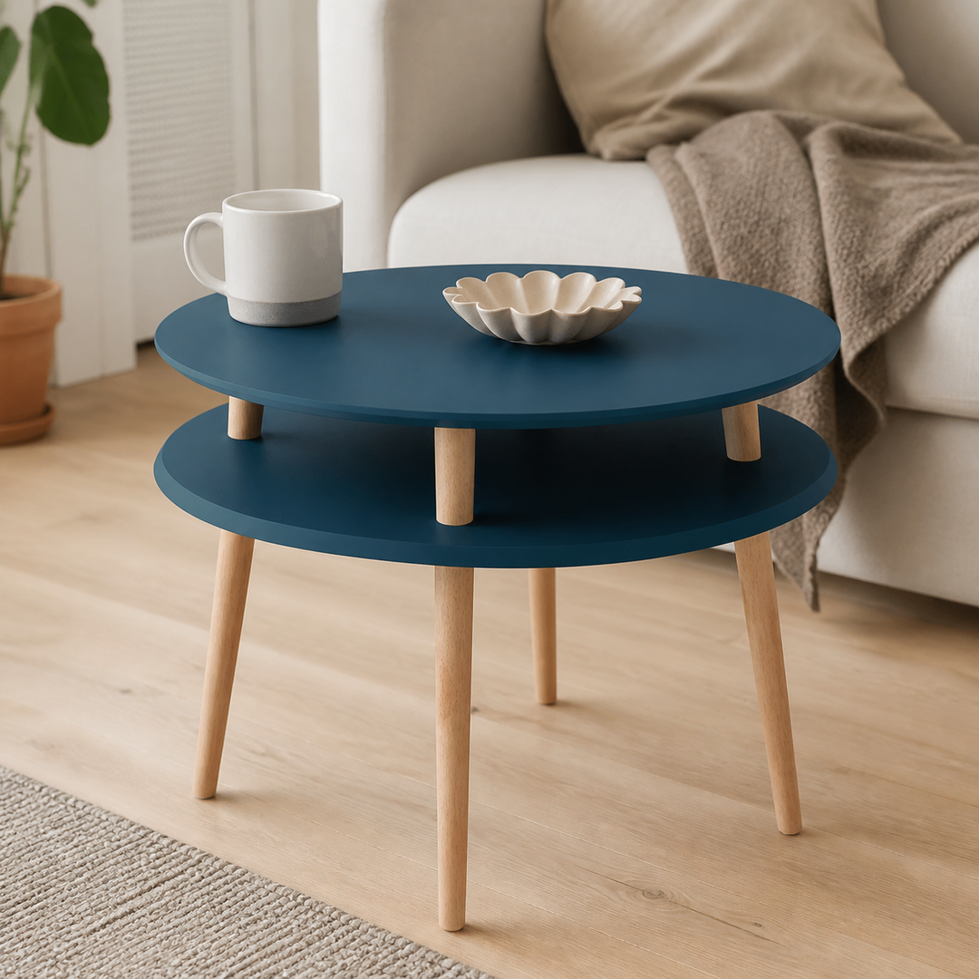 UFO Sofabord diameter 70cm x højde 61cm Benzinblå – materiale- eller konstruktionsdetalje