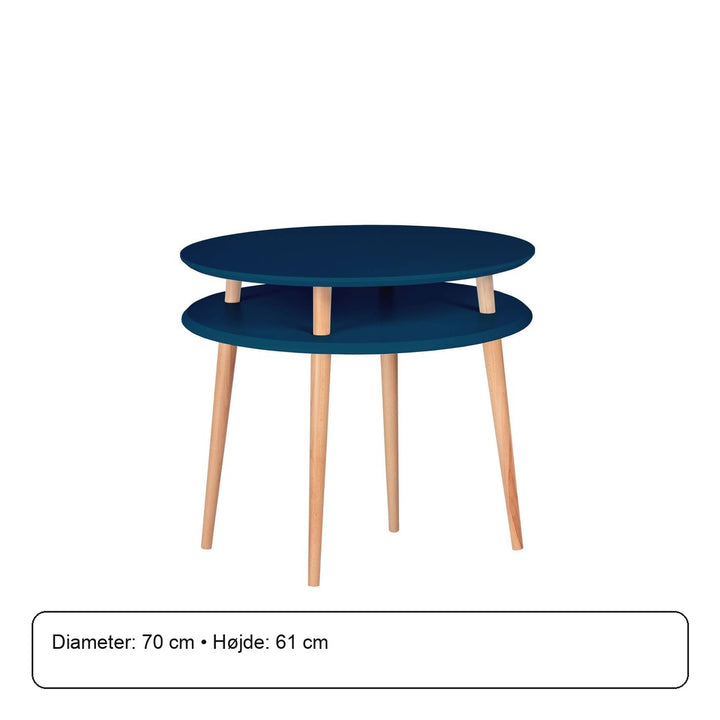 UFO Sofabord diameter 70cm x højde 61cm Benzinblå – måldiagram