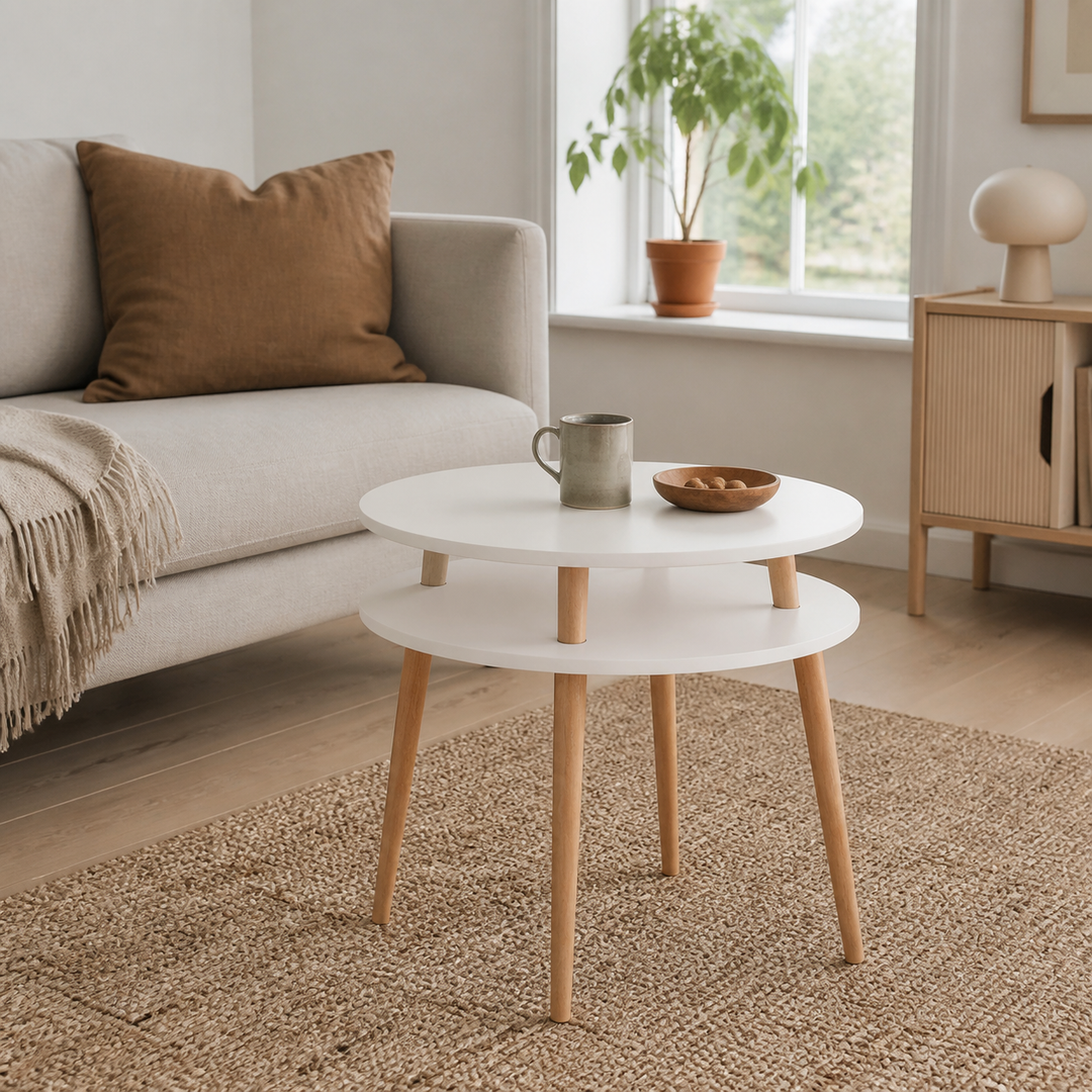 UFO Sofabord diameter 70cm x højde 61cm Hvid – anden naturlig anvendelse eller vinkel