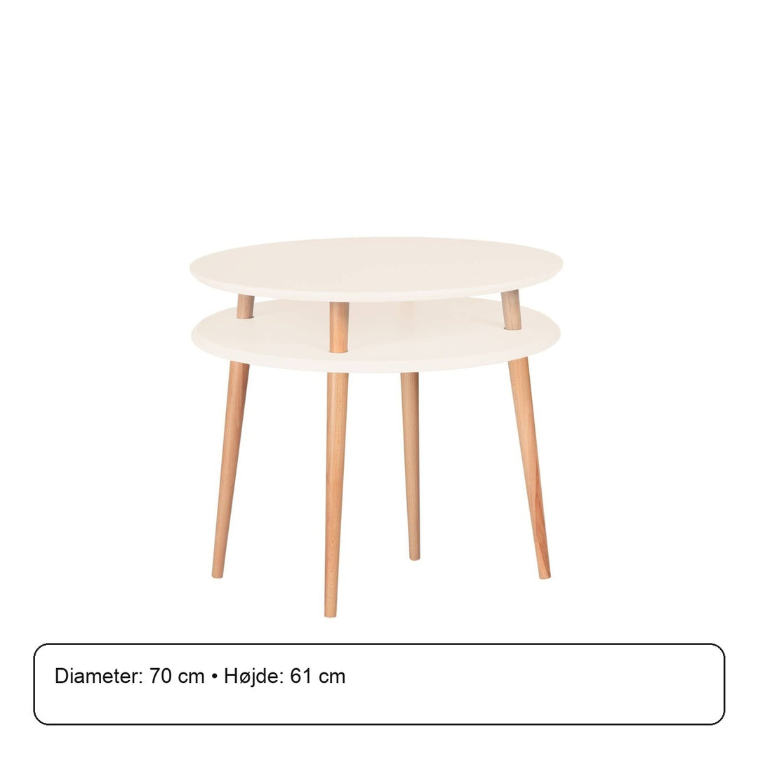 UFO Sofabord diameter 70cm x højde 61cm Hvid – måldiagram