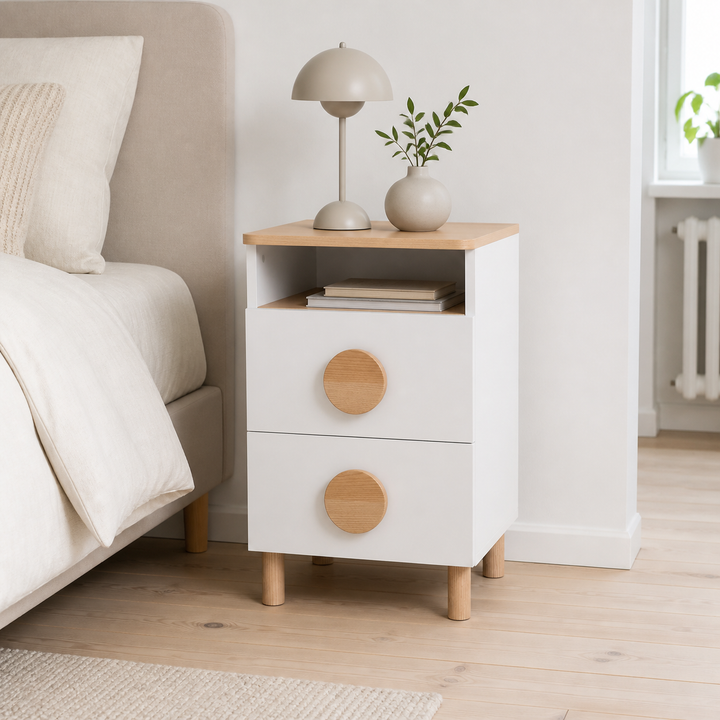 DABI sengebord 41x50cm højrestillet White – hero i naturlig brug