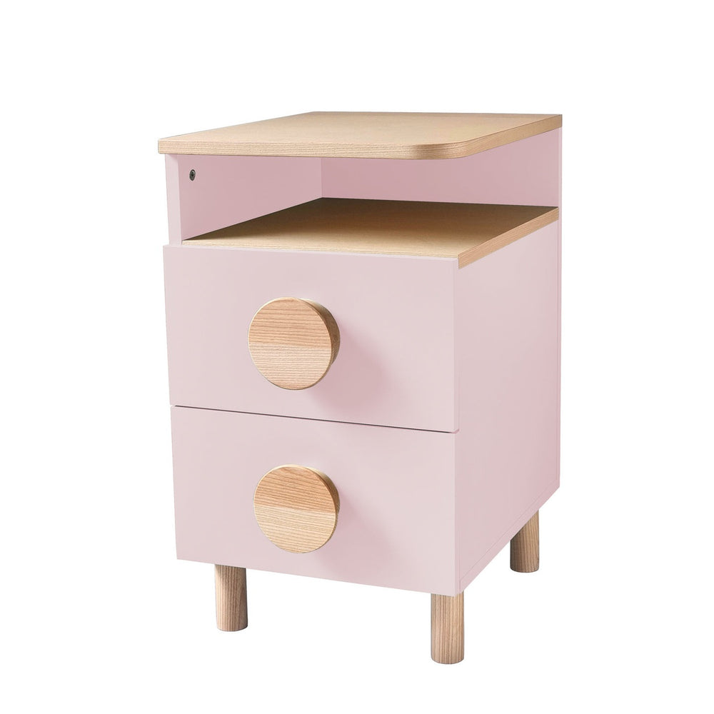 DABI sengebord 41x50cm venstrestillet Powder Pink – eksakt packshot på hvid baggrund