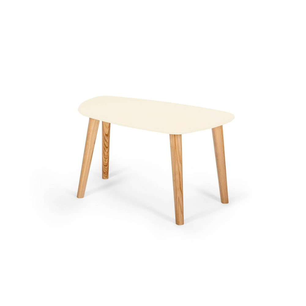 Endocarp Sofabord 68x41x40cm - Kridthvid/Asketræ – eksakt packshot på hvid baggrund