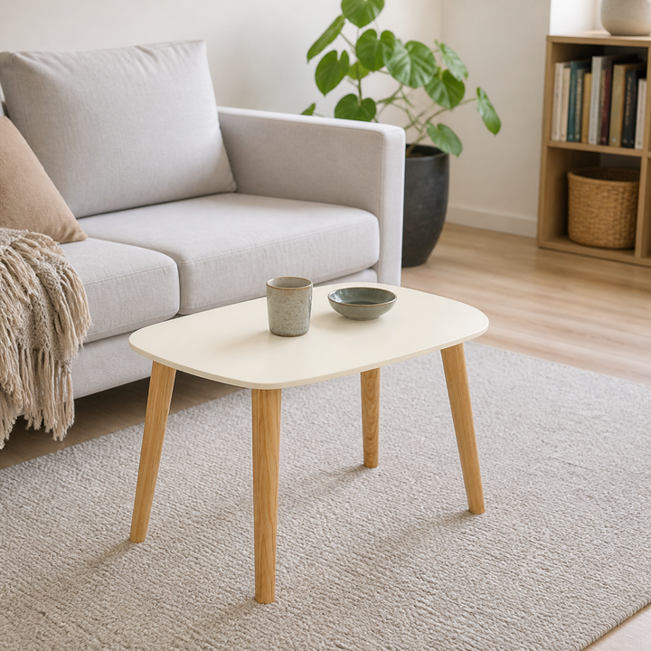 Endocarp Sofabord 68x41x40cm - Kridthvid/Asketræ – anden naturlig anvendelse eller vinkel