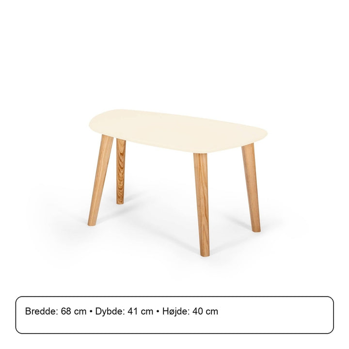 Endocarp Sofabord 68x41x40cm - Kridthvid/Asketræ – måldiagram eller verificeret produktkort