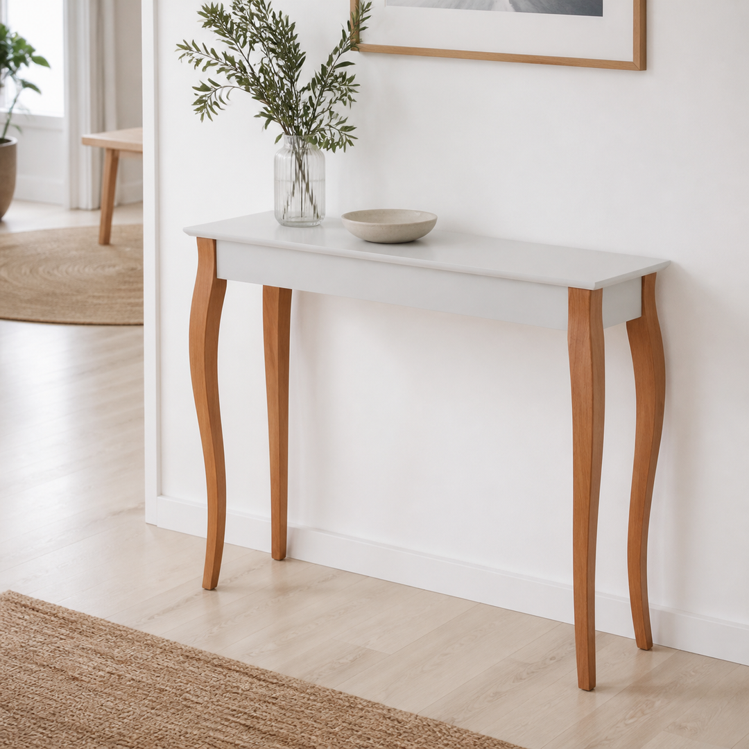 Konsol LILLO 105x35cm Hvide Ben / Lysegrå – vigtigste funktion