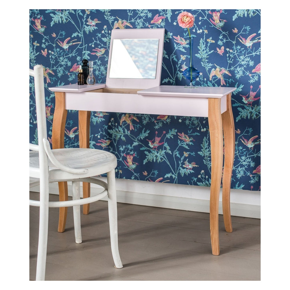 LILLO Sminkebord med spejl - 105x35cm Pink – eksakt packshot på hvid baggrund