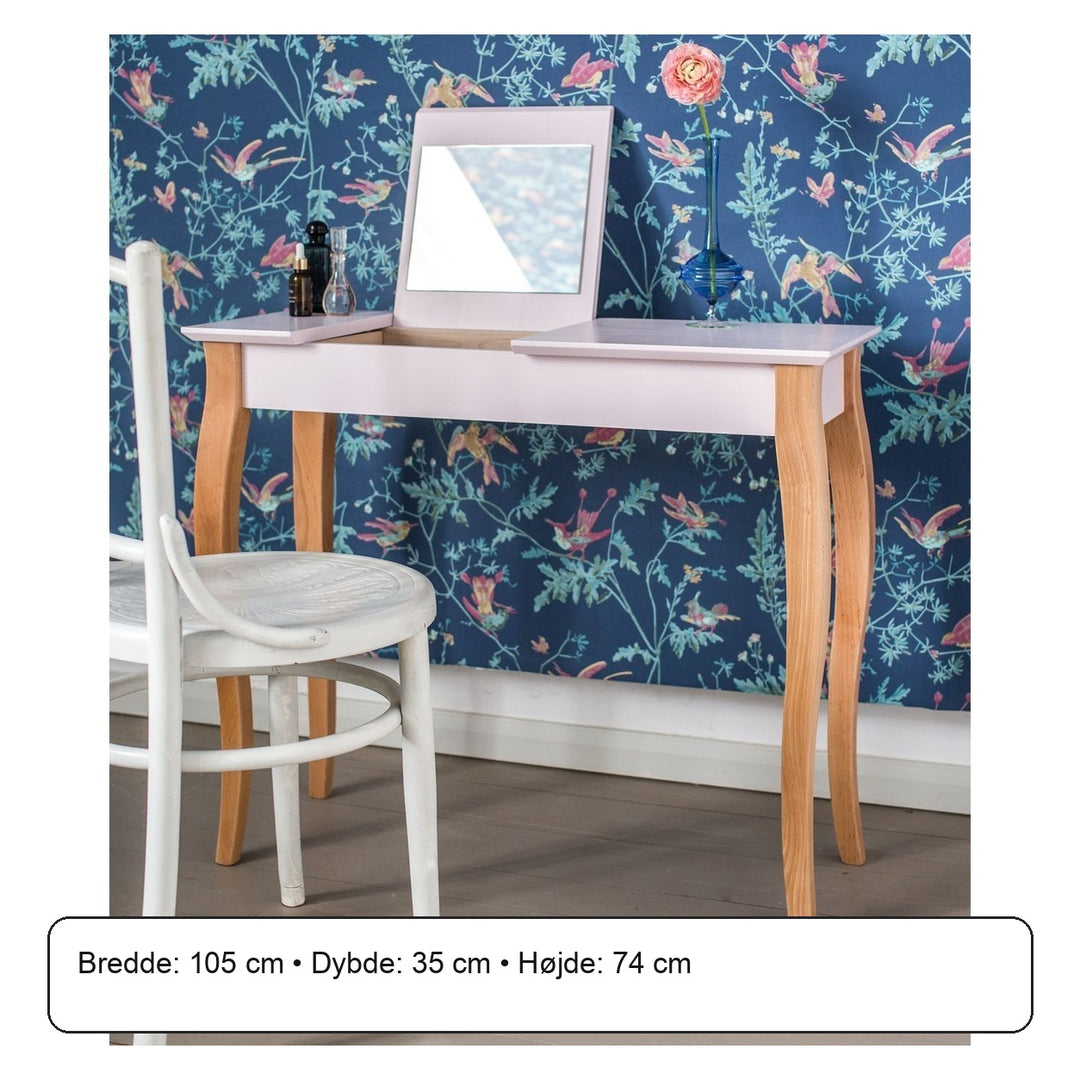LILLO Sminkebord med spejl - 105x35cm Pink – måldiagram eller verificeret produktkort
