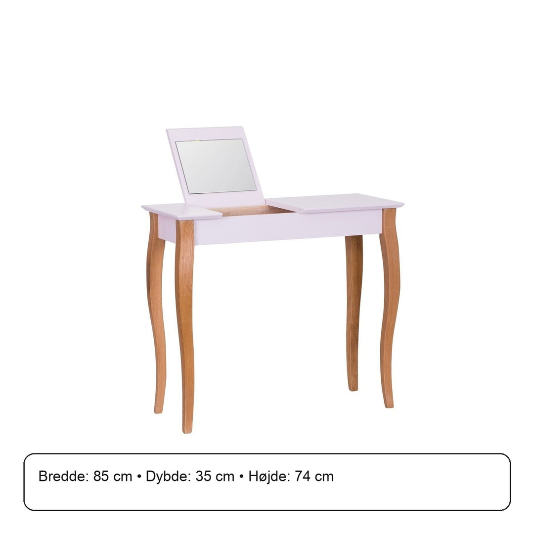 LILLO Sminkebord med spejl - 85x35cm Pink – måldiagram eller verificeret produktkort