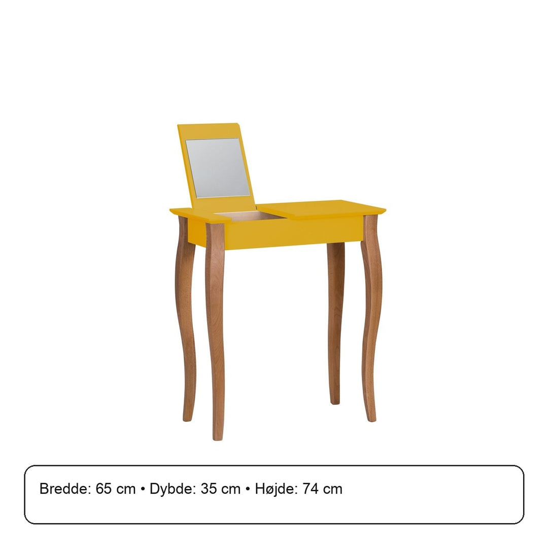 LILLO Sminkebord med spejl 65x35cm Gul – måldiagram eller verificeret produktkort