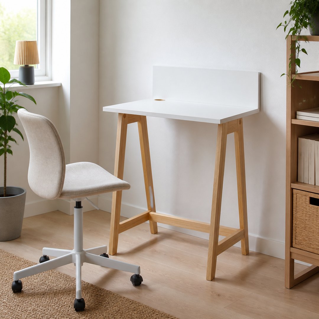LUKA Asketræ Skrivebord 65x50cm / Hvid – vigtigste funktion
