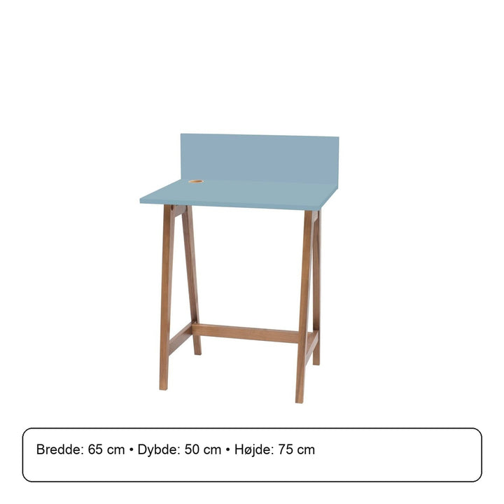 LUKA Asketræ Skrivebord 65x50cm Gentle Blue – måldiagram eller verificeret produktkort