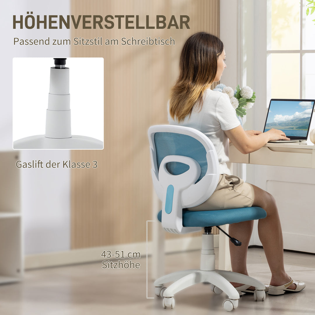 Ergonomisk kontorstol med C-formet rygstøtte, højdejusterbar, blå