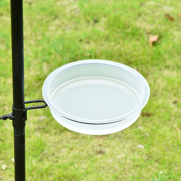 Fuglefoderstationssæt af stål, højde 208 cm, inklusive 4 kroge, fuglebad, foderplade, komplet fodersøjle, fuglefoderstation, sort