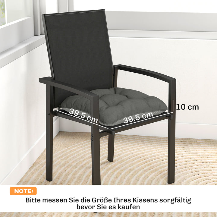 Sæt med 4 siddehynder, 39,5 x 39,5 x 10 cm, stolehynder med bånd, skridsikre siddehynder til udendørs/indendørs brug