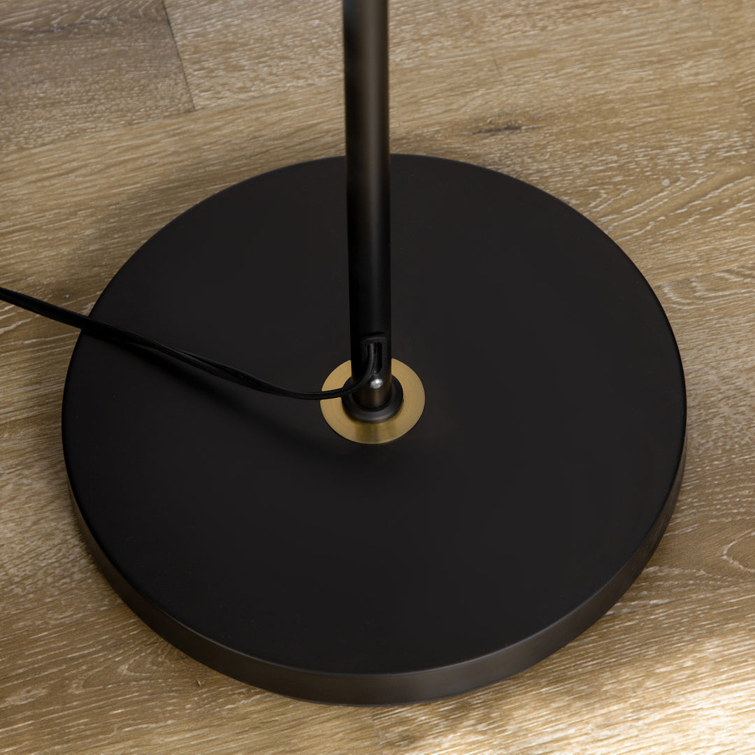 Industriel gulvlampe, emalje, fleksibel stel, fodkontakt, sort + guld