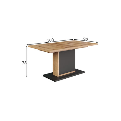 Udtrækkeligt spisebord antracit / eg, 160-200x90xH78 cm