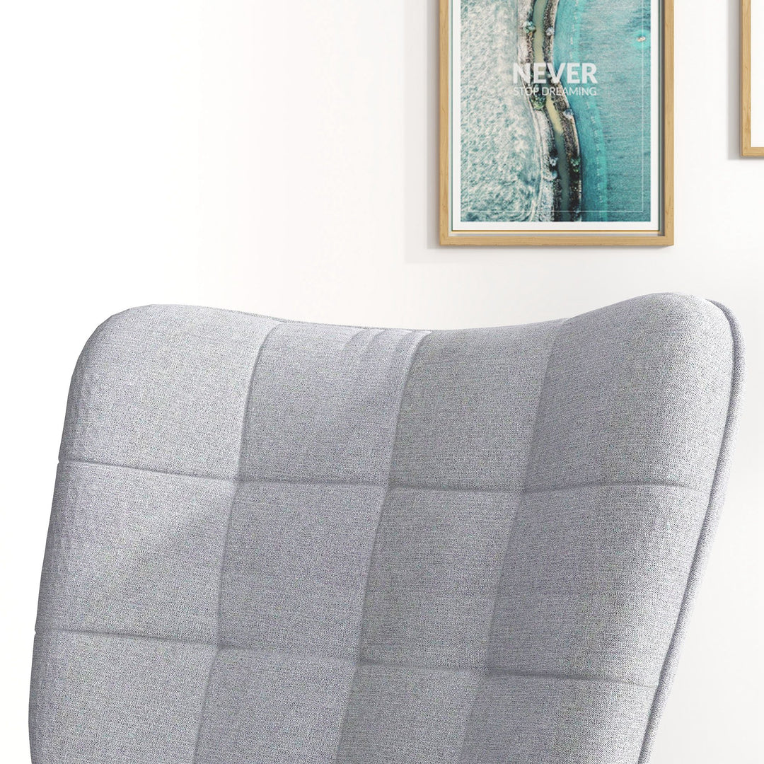 Gyngestol med fodskammel skandinavisk design gyngestol med fodskammel, bøgetræ, quiltet, 64 cm x 89 cm x 90 cm grå