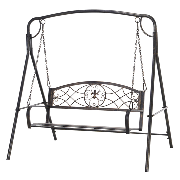 Havegynge, gyngebænk til haven, udendørs gynge, vintage design, messinglook, 167 cm x 123 cm x 175 cm