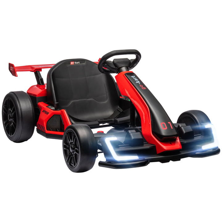 Gokart til børn, elektrisk kart med horn og musikfunktion, justerbart sæde, op til 12 km/t, plastik, metal, rød