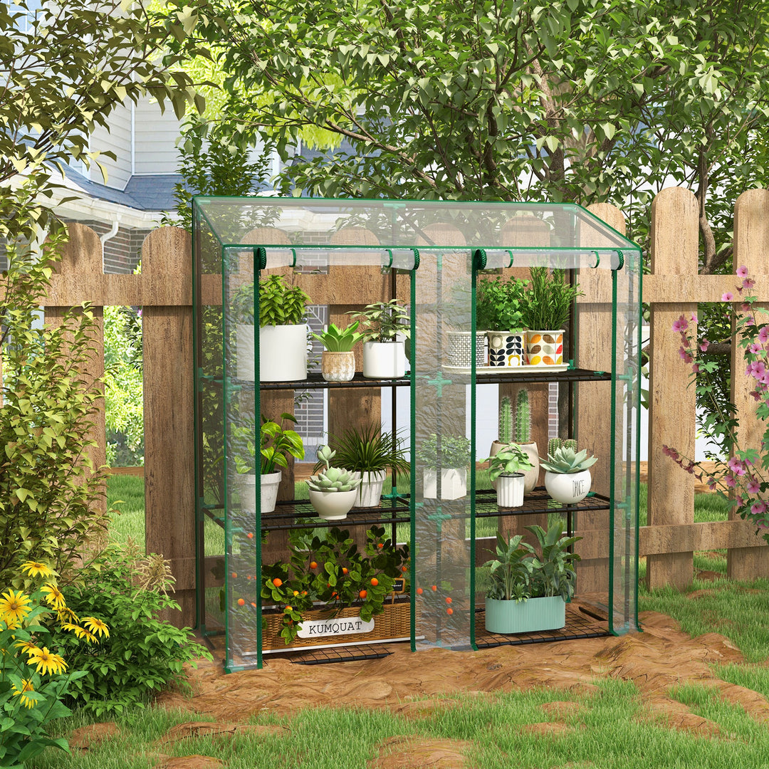 Drivhus, hylder, dobbeltdøre, 143 x 46 x 151 cm, transparent
