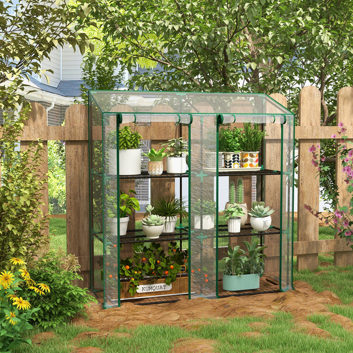 Drivhus, hylder, dobbeltdøre, 143 x 46 x 151 cm, transparent