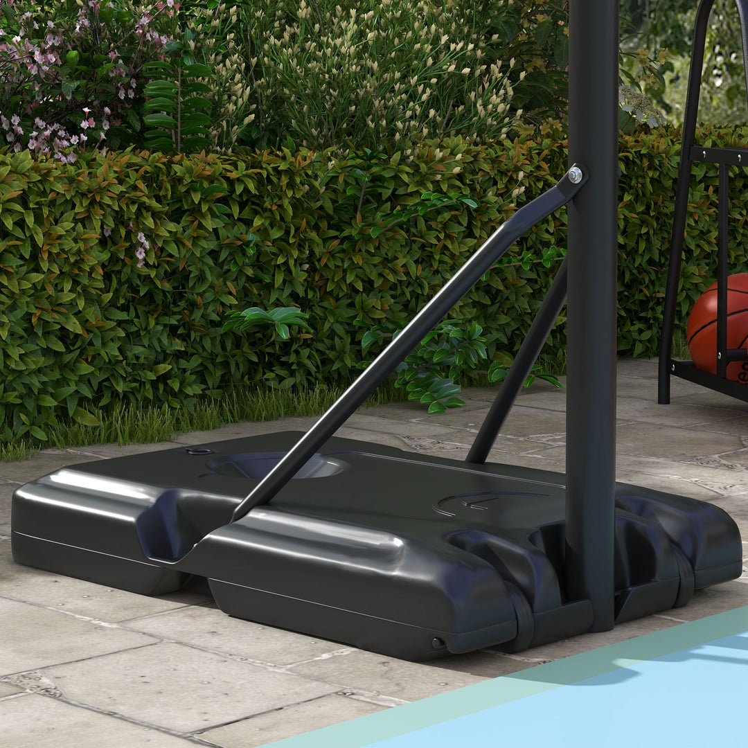 Basketballstativ, højdejusterbar, kurvhøjde 182-213 cm, vejrbestandig, med hjul, metalramme