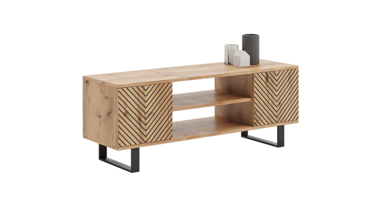 Focus Loft RTV-skab 135 cm - sildebensmønster - egetræshåndværk