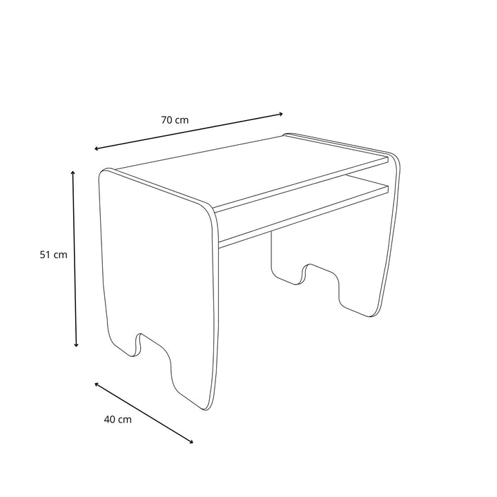 Sæt med børnebord og to børnestole - hvid/eg håndværk guldfarvet