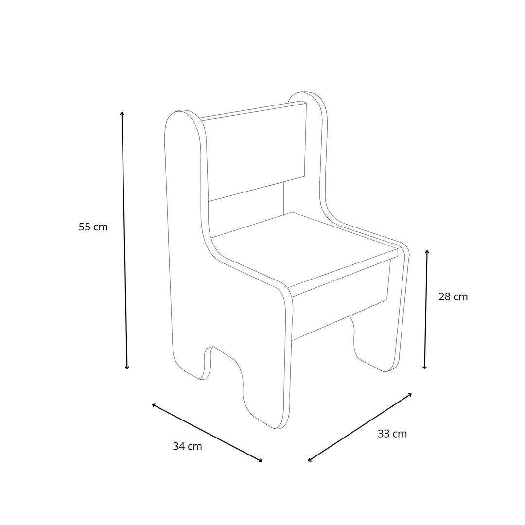 Sæt med børnebord og to børnestole - hvid/eg håndværk guldfarvet