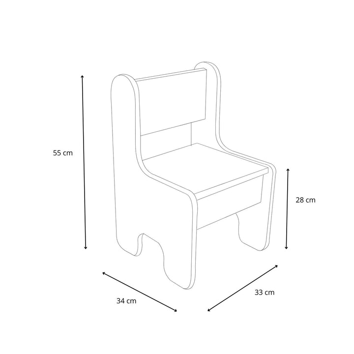Sæt med børnebord og to børnestole - hvid/eg håndværk guldfarvet