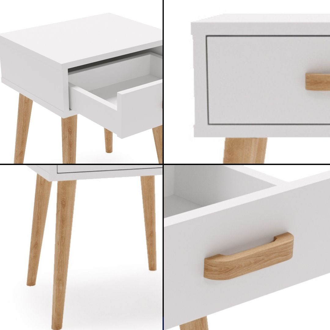 Luna sengebord hvid, natbord