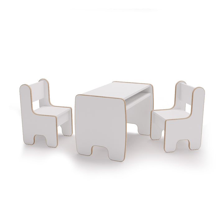 Børne Timi bord og to stole i MDF farve hvid