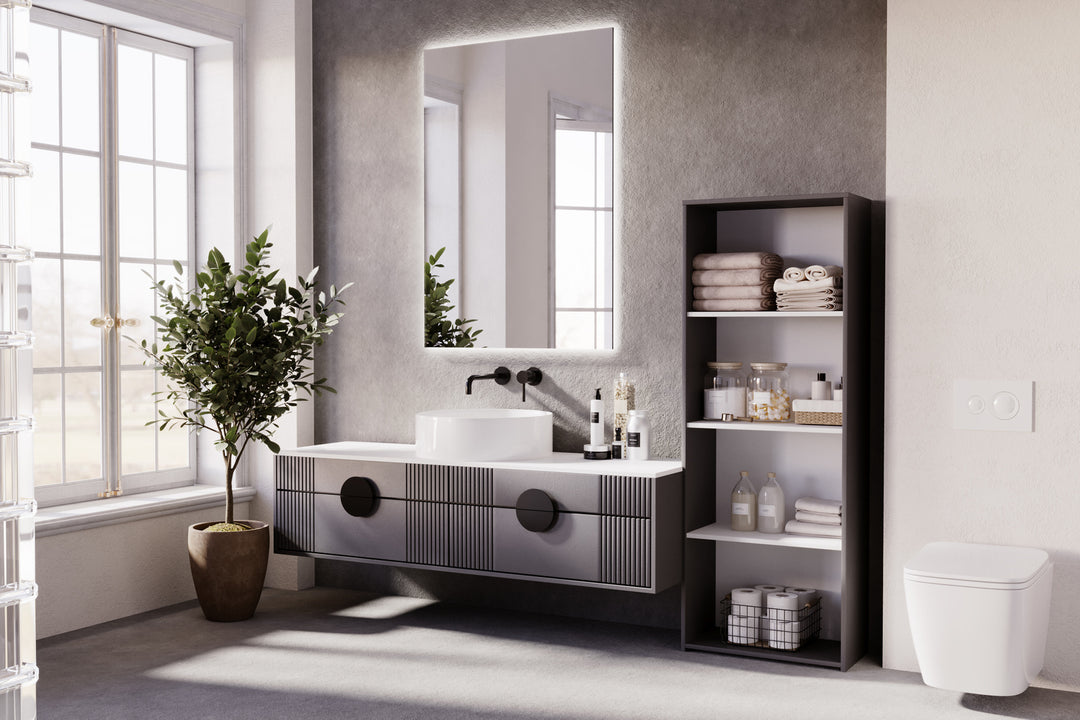 Massiv reol LONI 160x40 cm - farve grå